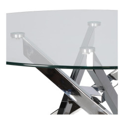 Okrągły Stolik kawowy CROSS 90 transparentny chrom do salonu Okrągły Stolik kawowy CROSS 90 transparentny chrom do salonu