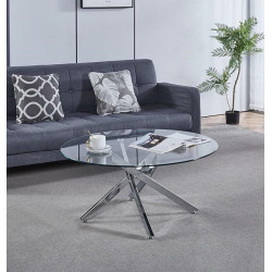 Okrągły Stolik kawowy CROSS 90 transparentny chrom do salonu Okrągły Stolik kawowy CROSS 90 transparentny chrom do salonu