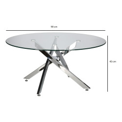 Okrągły Stolik kawowy CROSS 90 transparentny chrom do salonu Okrągły Stolik kawowy CROSS 90 transparentny chrom do salonu