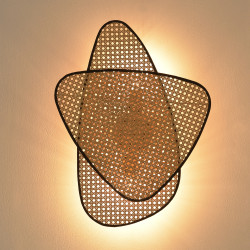 Designerski Kinkiet Natura DUO 60 boho rattan plecionka