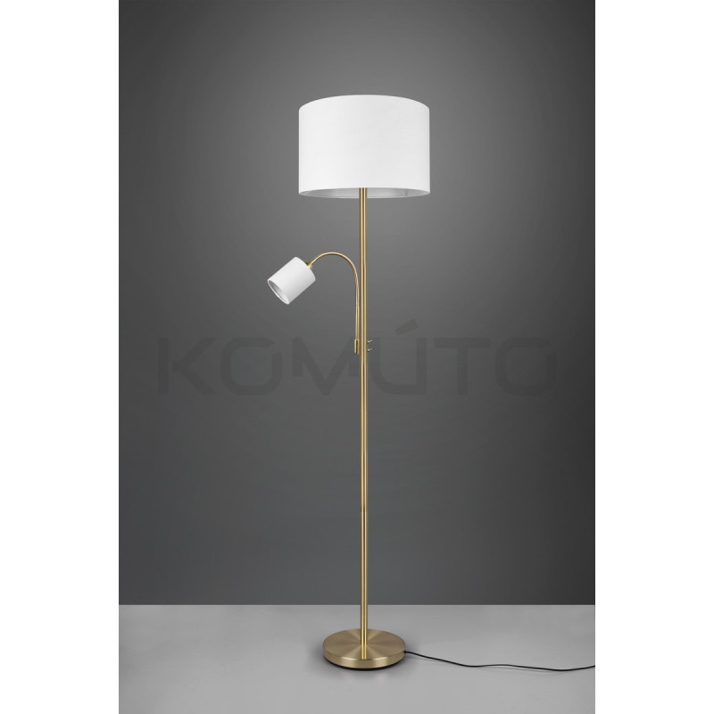 Lampa podłogowa podwójna do czytania Barc złota z kloszami