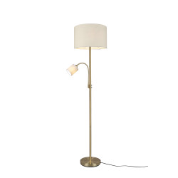 Lampa podłogowa podwójna Barc złota z kloszami