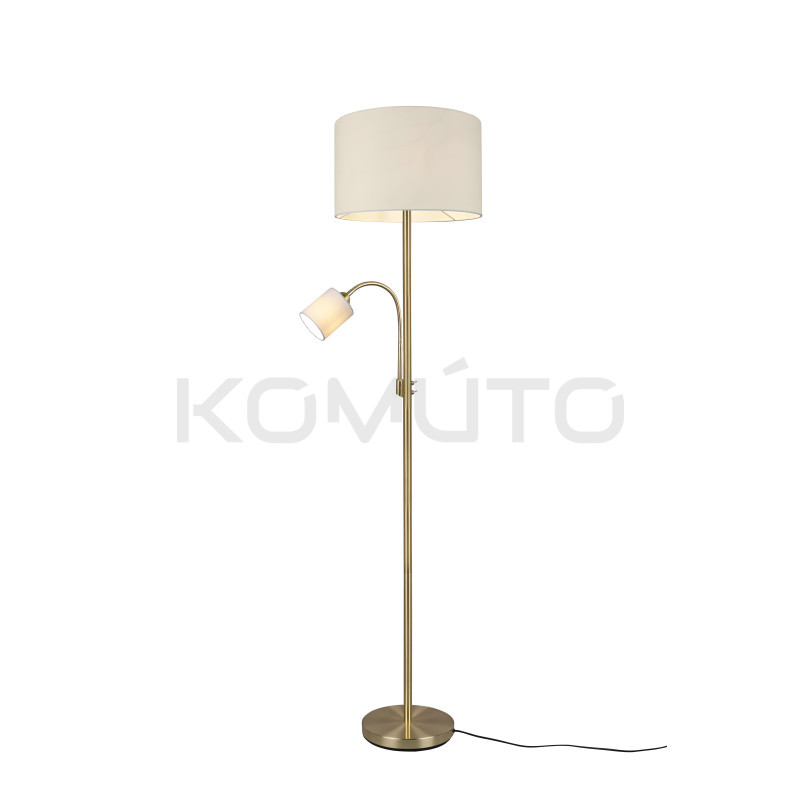 Lampa podłogowa podwójna do czytania Barc złota z kloszami