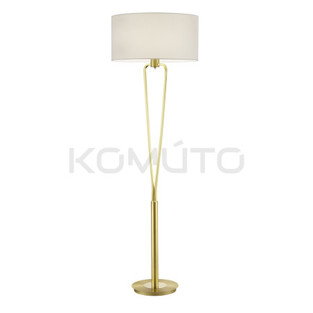 Złota Lampa podłogowa Gracja z białym kloszem efektowna