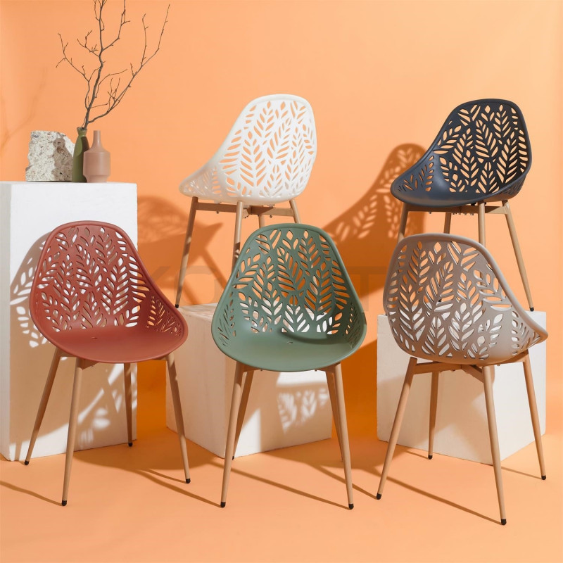 Nowoczesne KRZESŁO NORA SZARE ażurowe do kuchni jadalni baru