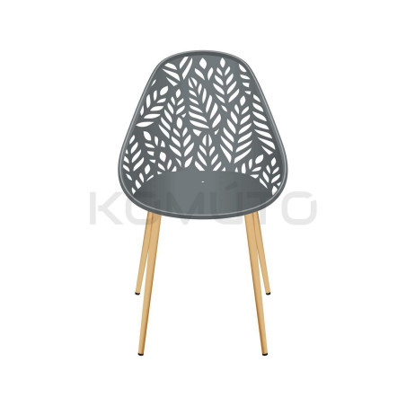 Nowoczesne KRZESŁO NORA SZARE ażurowe do kuchni jadalni baru