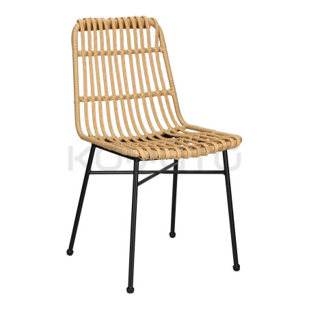 Plecione Krzesło naturalne Nature czarne nogi na balkon taras