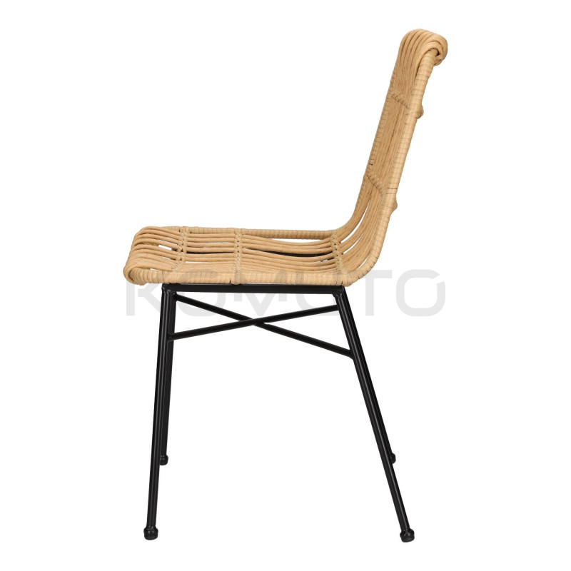 Plecione Krzesło naturalne Nature czarne nogi na balkon taras 