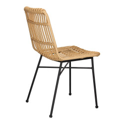 Plecione Krzesło naturalne Nature czarne nogi na balkon taras 