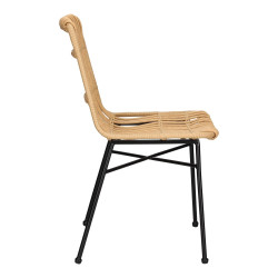 Plecione Krzesło naturalne Nature czarne nogi na balkon taras 