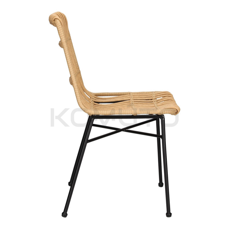 Plecione Krzesło naturalne Nature czarne nogi na balkon taras 