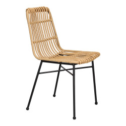 Plecione Krzesło naturalne Nature czarne nogi na balkon taras 