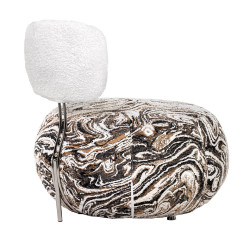 Nowoczesny Fotel LOW TEDDY boucle melanż boucle beżowo brązowy