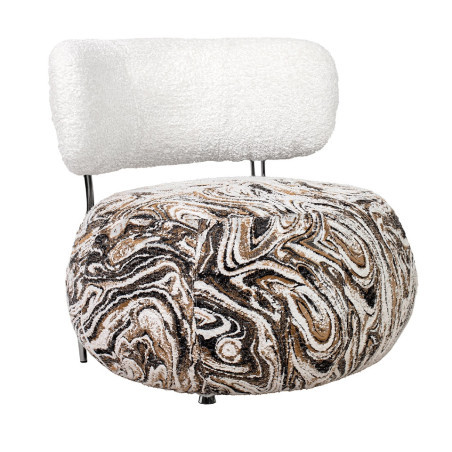 Nowoczesny Fotel LOW TEDDY boucle melanż boucle beżowo brązowy