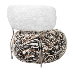 Nowoczesny Fotel LOW TEDDY boucle melanż boucle beżowo brązowy