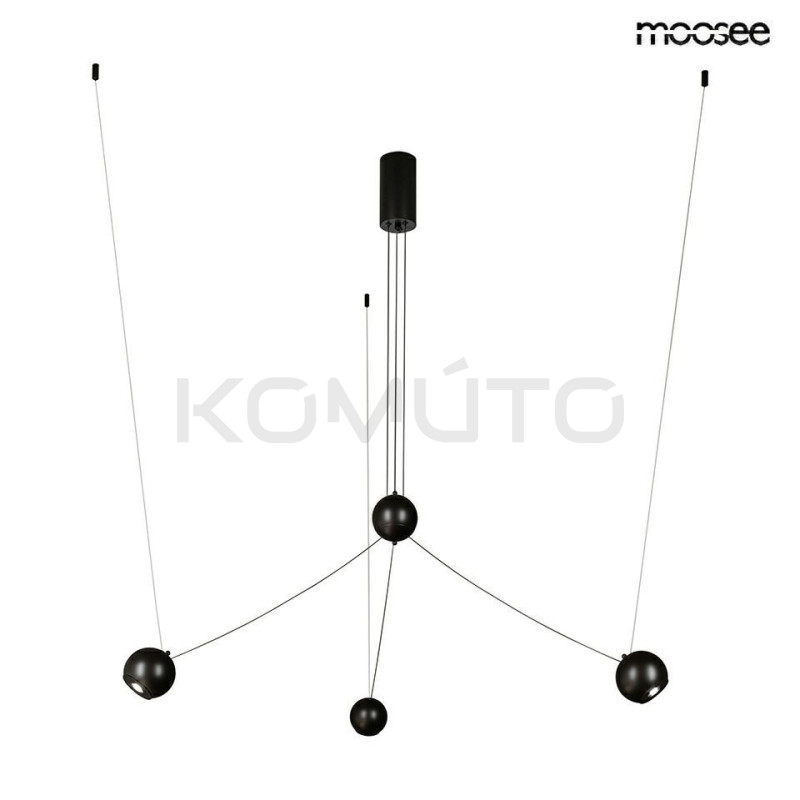 Futurystyczna nowoczesna lampa wisząca OCTO 3 czarna do biura