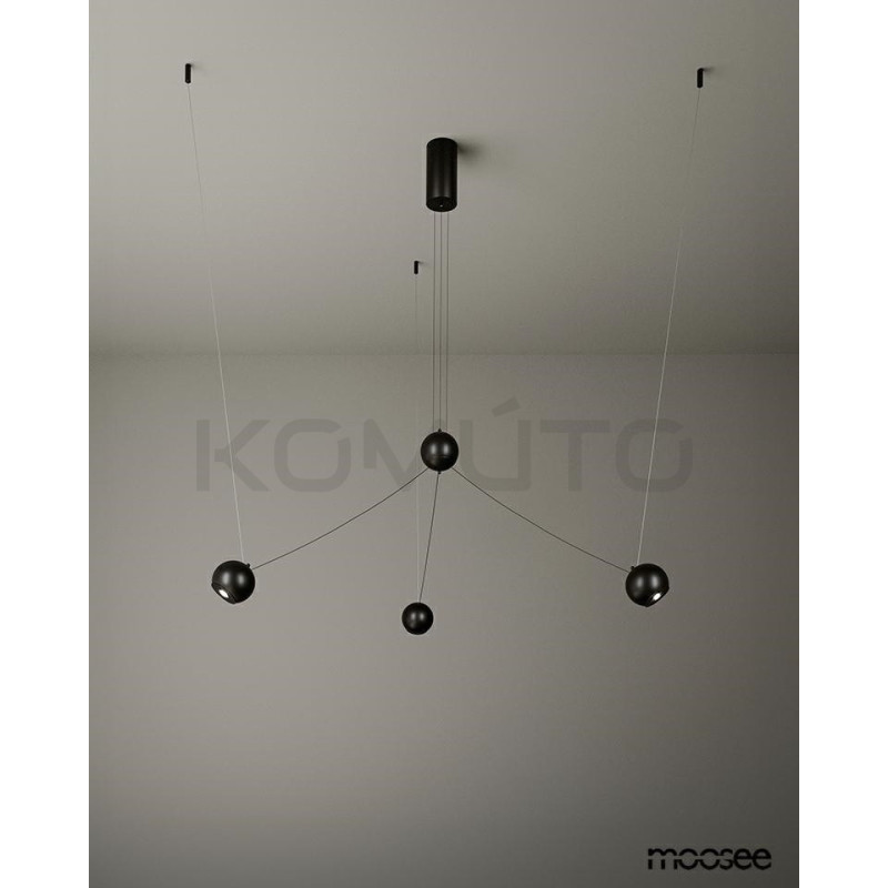 Futurystyczna nowoczesna lampa wisząca OCTO 3 czarna do biura Futurystyczna nowoczesna lampa wisząca OCTO 3 czarna do biura