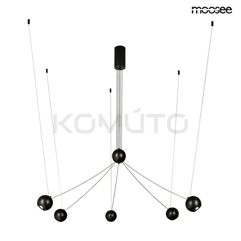 Geometryczna Lampa wisząca OCTO 5 czarna do wysokiego salonu