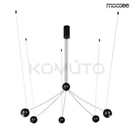 Geometryczna Lampa wisząca OCTO 5 czarna do wysokiego salonu