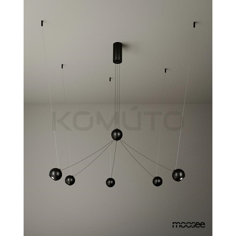 Geometryczna Lampa wisząca OCTO 5 czarna do wysokiego salonu