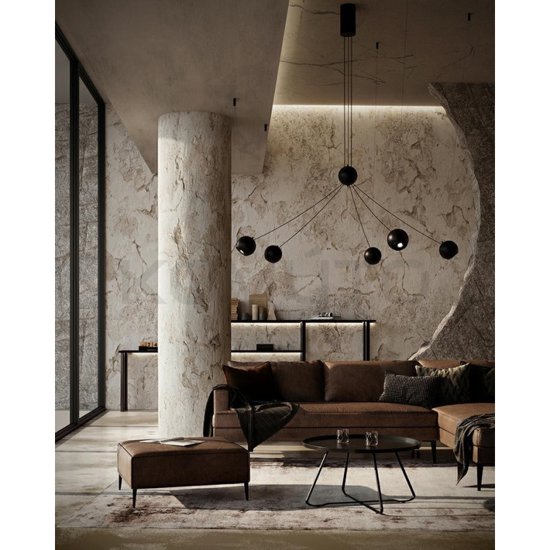 Geometryczna Lampa wisząca OCTO 5 czarna do wysokiego salonu