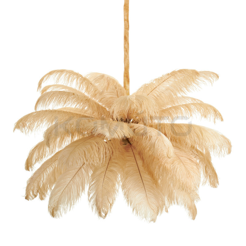 Lampa z Piór EMU – Beżowa, Różowa, Biała | Lampa Wisząca