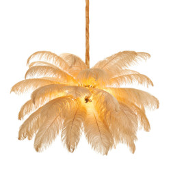 Lampa z Piór EMU – Beżowa, Różowa, Biała | Lampa Wisząca Lampa z Piór EMU – Beżowa, Różowa, Biała | Lampa Wisząca