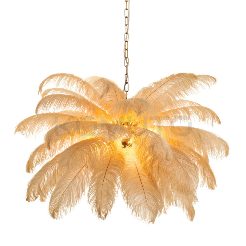 Lampa z Piór EMU – Beżowa, Różowa, Biała | Lampa Wisząca Lampa z Piór EMU – Beżowa, Różowa, Biała | Lampa Wisząca