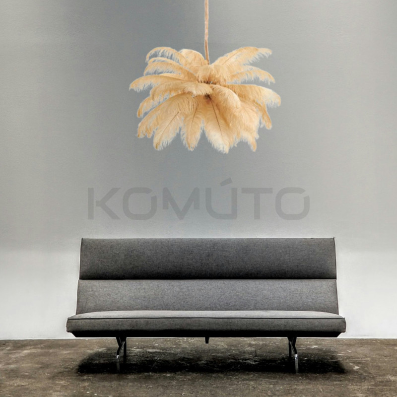 Lampa z Piór EMU – Beżowa, Różowa, Biała | Lampa Wisząca Lampa z Piór EMU – Beżowa, Różowa, Biała | Lampa Wisząca