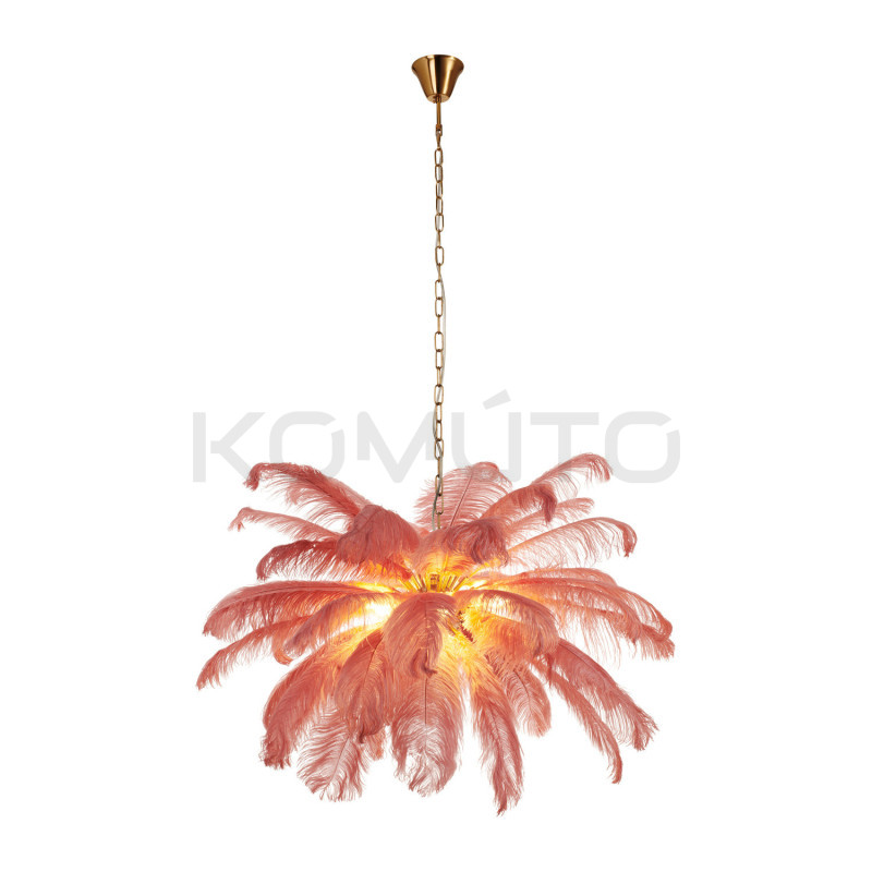 Lampa z Piór EMU – Beżowa, Różowa, Biała | Lampa Wisząca