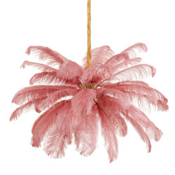 Lampa z Piór EMU – Beżowa, Różowa, Biała | Lampa Wisząca
