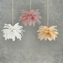 Lampa z Piór EMU – Beżowa, Różowa, Biała | Lampa Wisząca