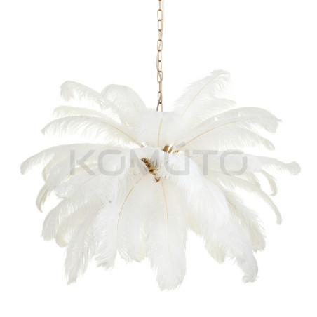 Lampa z Piór EMU – Beżowa, Różowa, Biała | Lampa Wisząca
