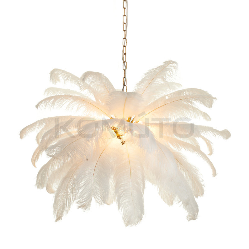 Lampa z Piór EMU – Beżowa, Różowa, Biała | Lampa Wisząca Lampa z Piór EMU – Beżowa, Różowa, Biała | Lampa Wisząca