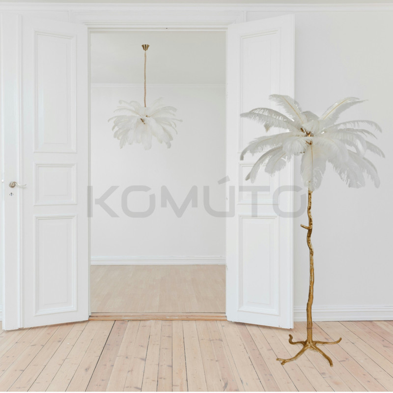 Lampa z Piór EMU – Beżowa, Różowa, Biała | Lampa Wisząca Lampa z Piór EMU – Beżowa, Różowa, Biała | Lampa Wisząca