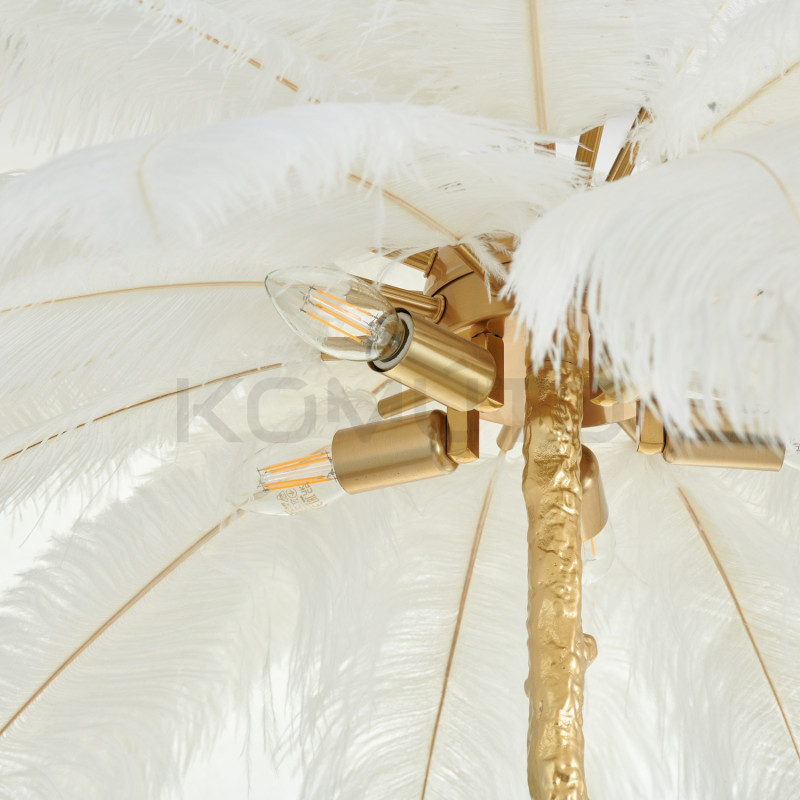 Lampa podłogowa EMU z białymi piórami – Elegancka dekoracja Lampa podłogowa EMU z białymi piórami – Elegancka dekoracja