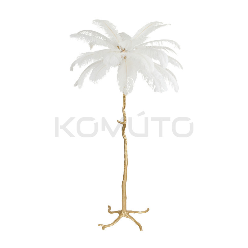 Lampa podłogowa EMU z białymi piórami – Elegancka dekoracja