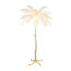 Lampa podłogowa EMU z białymi piórami – Elegancka dekoracja Lampa podłogowa EMU z białymi piórami – Elegancka dekoracja