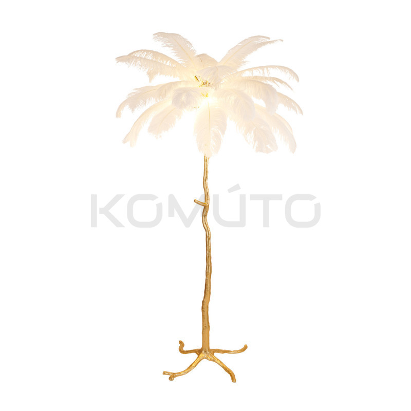 Lampa podłogowa EMU z białymi piórami – Elegancka dekoracja Lampa podłogowa EMU z białymi piórami – Elegancka dekoracja