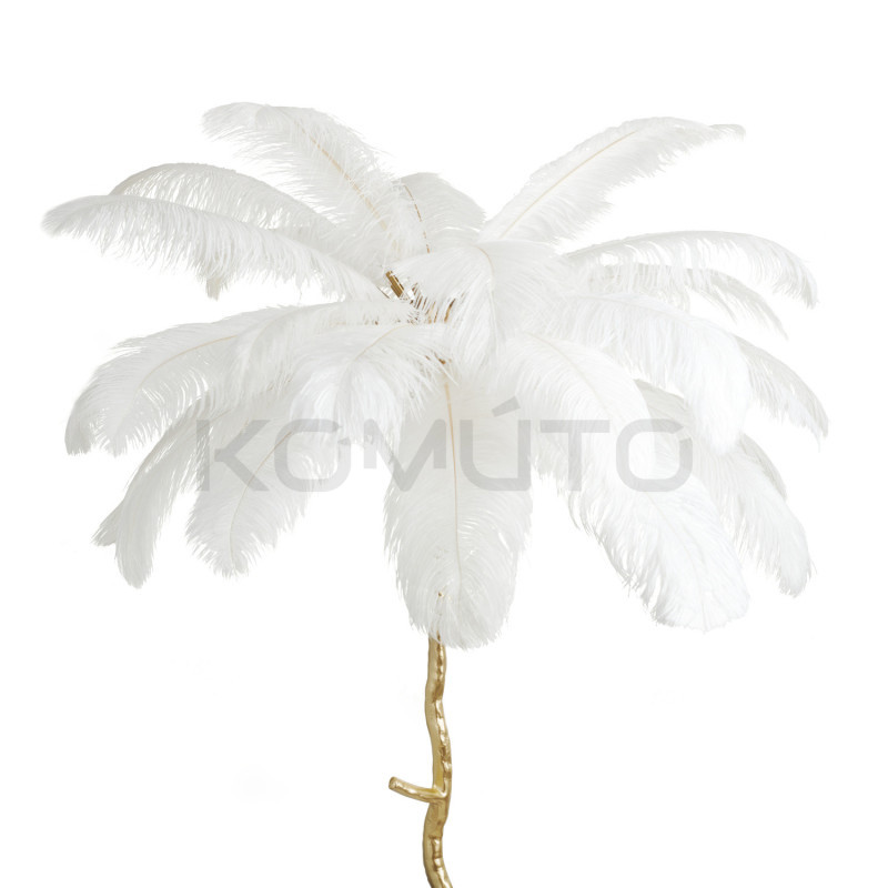 Lampa podłogowa EMU z białymi piórami – Elegancka dekoracja Lampa podłogowa EMU z białymi piórami – Elegancka dekoracja
