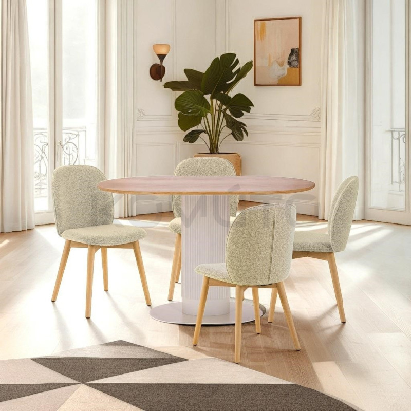 Stół Gativel Fornir Dębowy/Biały – Nowoczesny stół na 5-6 os Stół Gativel Fornir Dębowy/Biały – Nowoczesny stół na 5-6 os