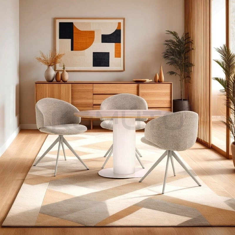 Stół Gativel Fornir Dębowy/Biały – Nowoczesny stół na 5-6 os Stół Gativel Fornir Dębowy/Biały – Nowoczesny stół na 5-6 os