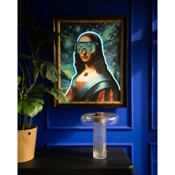 Szklana lampa stołowa ICAR złota bezbarwne szkło