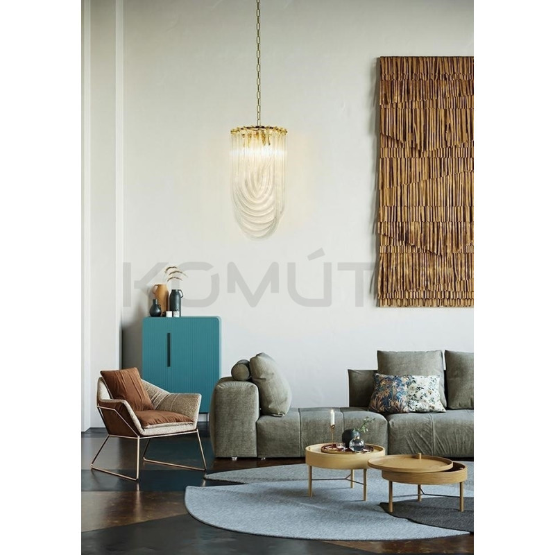 Lampa wisząca złota glamour Murano L | Komuto.pl Lampa wisząca złota glamour Murano L | Komuto.pl