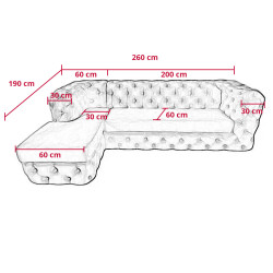 Narożnik Chesterfield Lunar 190x260 cm | Komuto.pl