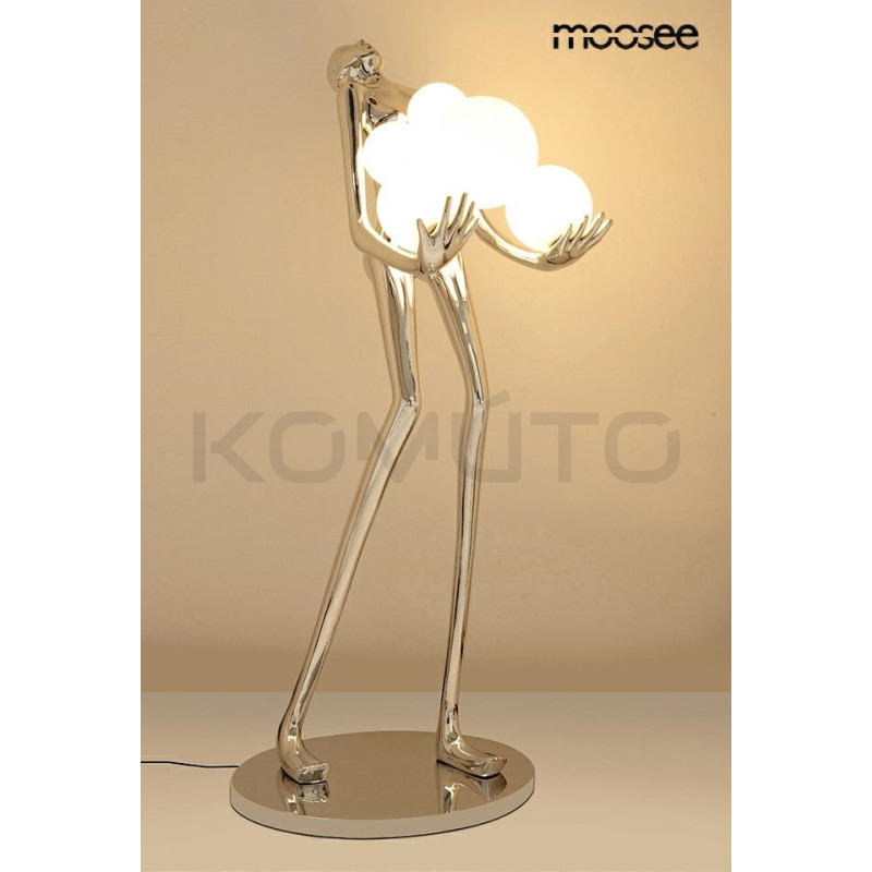 HUMAN SILVER – Artystyczna lampa podłogowa| rzeźba i światło