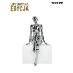Lampa podłogowa rzeźba CYBER WOMAN srebrna
