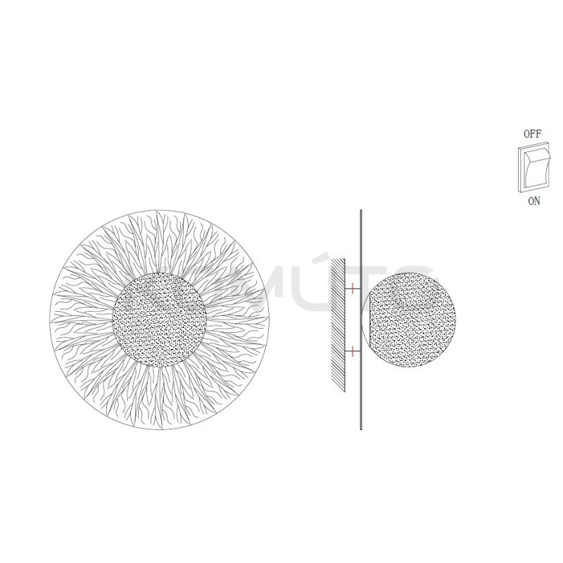 Kinkiet Sun: Złota rzeźba świetlna | Artystyczny design lampy