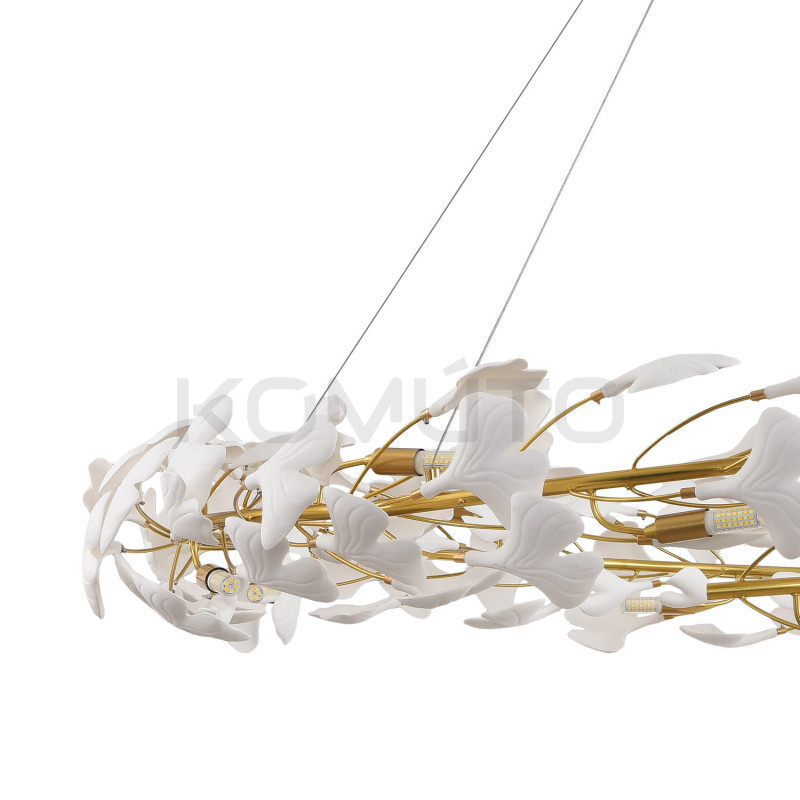 Lampa wisząca BOTANIKA 150 – Złoty wieniec z liści ginkgo