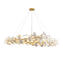 Lampa wisząca BOTANIKA 150 – Złoty wieniec z liści ginkgo